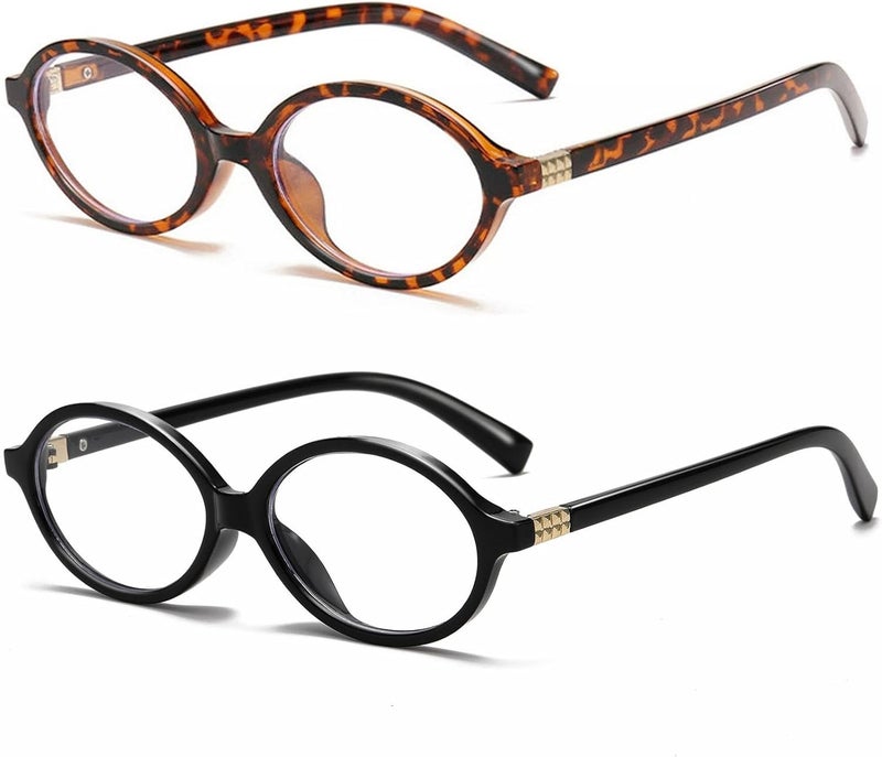Breaksun Fashion Oval Glasses for Women Men Retro Round Tortoise Frame Blue Light Glasses Nerd Eyeglasses - Image 1